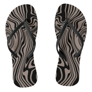 Custom Colors Waves Art Flip Flops - Braun Badesandalen