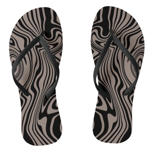 Custom Colors Waves Art Flip Flops - Braun Badesandalen (Fußbett)