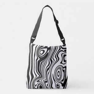 Custom Colors Waves Schwarz-weißes Crossbody Bag G Tragetaschen Mit Langen Trägern