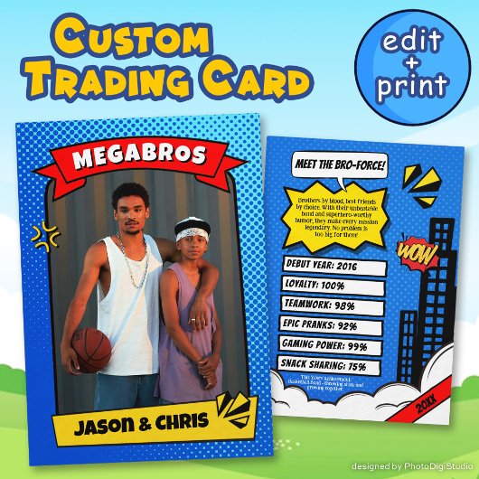 Custom Comic Best Friends Trading Card Bros Gesche Telefonnummerkarte