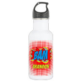 Custom Comic Book Pop Art BAM! Illustration Edelstahlflasche (Vorderseite)