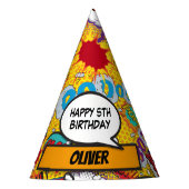 Custom Comic Book Superhero Geburtstag Partyhütchen (Vorderseite)