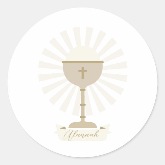Custom Communion Gold Chalice Runder Aufkleber (Vorderseite)