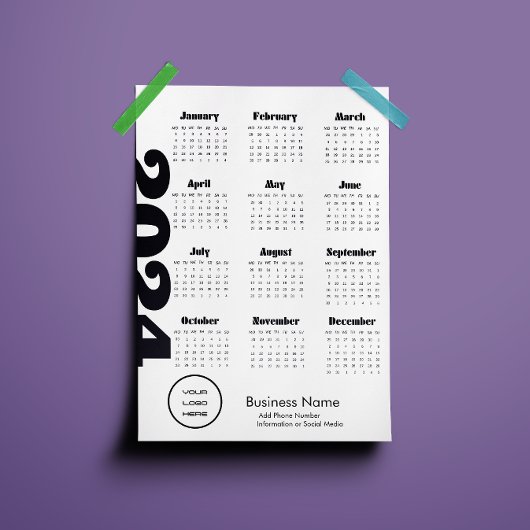 Custom Company 2024 Kalender schwarz und weiß Programm