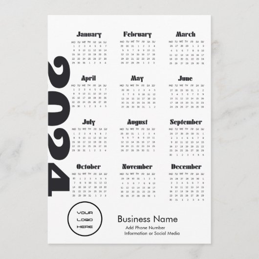 Custom Company 2024 Kalender schwarz und weiß Programm (Vorderseite)