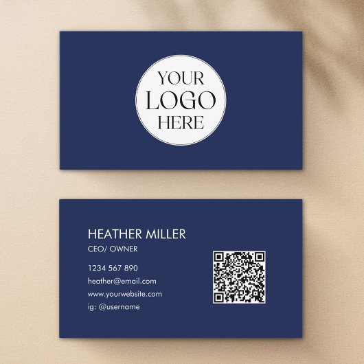Custom Company Business Logo Minimalist QR Code Visitenkarte