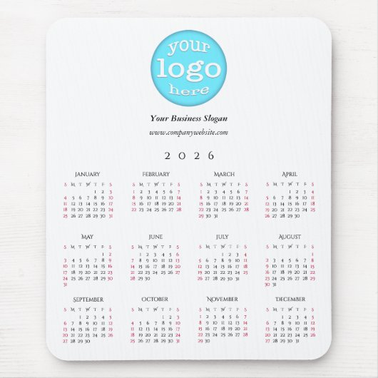 Custom Company Business Logo Office 2026 Calendar Mousepad (Vorne)