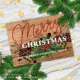 Custom Company Gruß Holly Berry Blätter Wreath Feiertagskarte