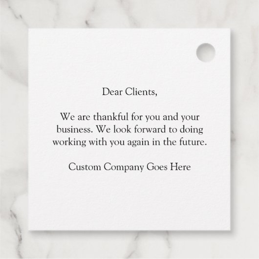 Custom Company Happy Thanksgiving Pumpkin Party Geschenkanhänger (Rückseite)