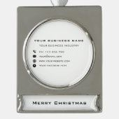 Custom Company Info Business Weihnachtsschmuck Banner-Ornament Silber (Vorderseite)