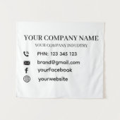 Custom Company Info Text Wall Branding Design Wandteppich (Vorderseite (Horizontal))