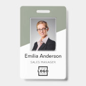 Custom Company Logo Bar Code Employee Photo Sage Ausweis (Vorderseite)