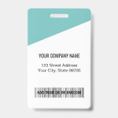 Custom Company Logo Bar Code Employee Photo Teal Ausweis (Rückseite)
