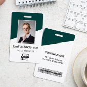 Custom Company Logo Barcode Employee Photo Emerald Ausweis