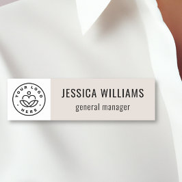 Custom Company Logo Beige Employee Namensschild