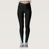 Custom Company Logo Black & Electric-Blue Leggings (Vorderseite)