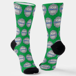 Custom Company Logo Business Promo Green Socken