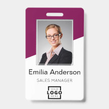 Custom Company Logo Employee Photo Berry Red