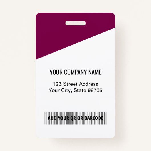 Custom Company Logo Employee Photo Berry Red Ausweis (Rückseite)
