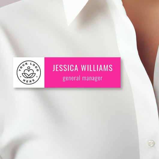 Custom Company Logo Hot Pink Employee Namensschild