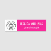 Custom Company Logo Hot Pink Employee Namensschild (Vorderseite)