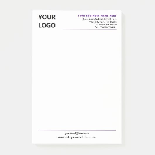 Custom Company Logo Info Business Post-it® Notes Post-it Klebezettel (Vorderseite)