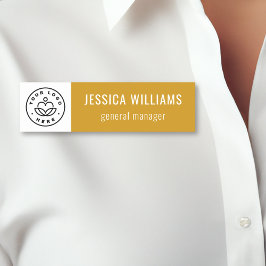 Custom Company Logo Mustard Yellow Employee Namensschild