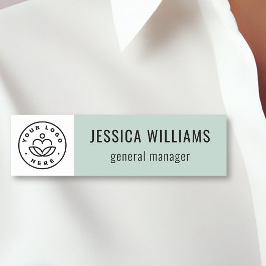 Custom Company Logo Pastel Green Employee Namensschild