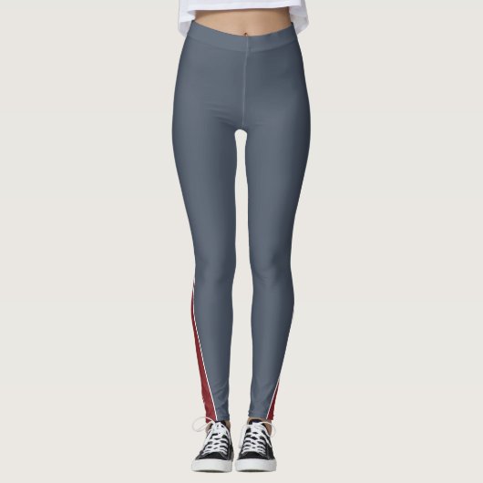 Custom Company Logo Red Accent Grey  Leggings (Vorderseite)