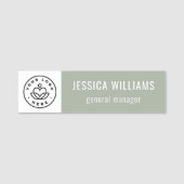 Custom Company Logo Sage Green Employee Namensschild (Vorderseite)