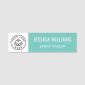 Custom Company Logo Teal Employee Namensschild (Vorderseite)