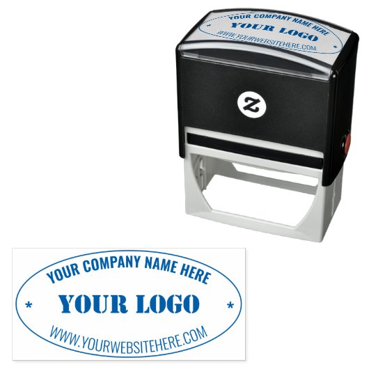 Custom Company Logo Text Info Oval Stamp Example Permastempel (Beispiel)