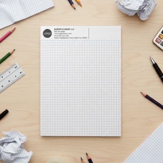 Custom Company Name & Logo, Minimalist Graph Paper Notizblock