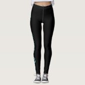 Custom Company Tagline Electric-Blue Script Black Leggings (Vorderseite)