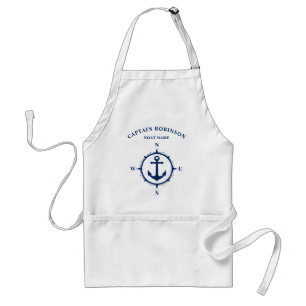 Custom Compass Nautical Anchor Navy Blue & White Schürze
