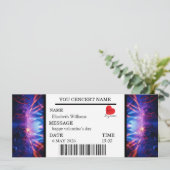 Custom Concert Ticket Gift Girl valentine's day Einladung (Stehend Vorderseite)