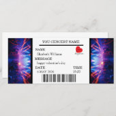Custom Concert Ticket Gift Girl valentine's day Einladung (Vorne/Hinten)
