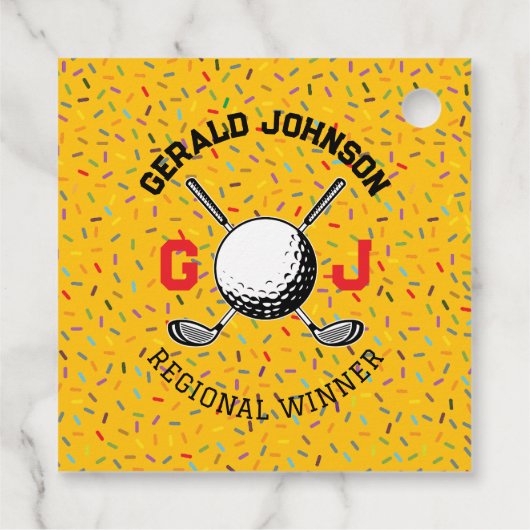 Custom Confetti Golf Monogram Design Geschenkanhänger (Rückseite)