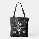 Custom Confetti Golf Monogram Design Tasche (Rückseite)