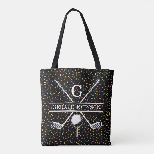 Custom Confetti Golf Monogram Design Tasche (Rückseite)