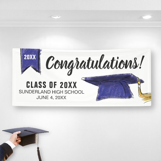 Custom Congrats to Class of 20XX Graduation Cap Banner