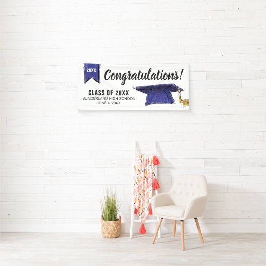 Custom Congrats to Class of 20XX Graduation Cap Banner (Insitu)