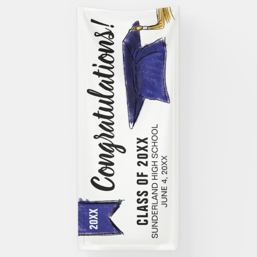 Custom Congrats to Class of 20XX Graduation Cap Banner (Vertikal)