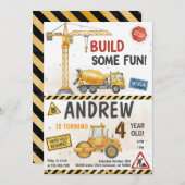 Custom Construction Birthday Invitations Einladung (Vorne/Hinten)