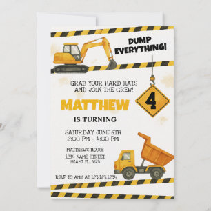 Custom Construction Birthday Invites Einladung