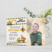 Custom Construction Birthday lädt mit Foto ein Einladung (Stehend Vorderseite)