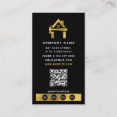 Custom Construction Black Gold Home Building Lux Visitenkarte (Rückseite)