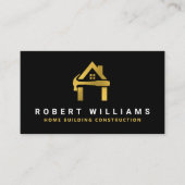 Custom Construction Black Gold Home Building Lux Visitenkarte (Vorderseite)