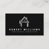 Custom Construction Black Silver Home Building Lux Visitenkarte (Vorderseite)