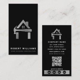 Custom Construction Black Silver Home Building Lux Visitenkarte